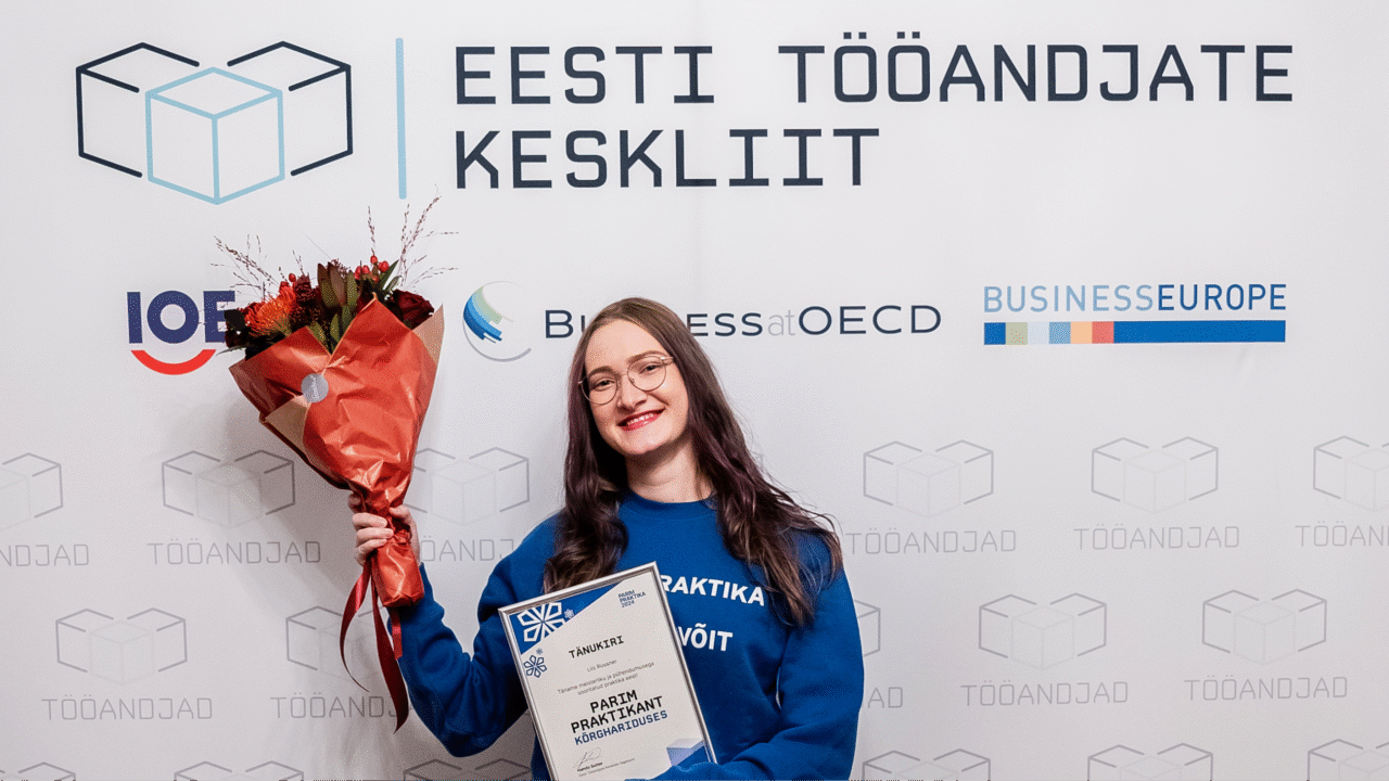 Eesti Tööandjate Keskliidu konkursil „Parim praktika 2024“ kõrghariduse kategoorias parimaks praktikandiks valitud Liis Rossner. Foto: Kaido Parv