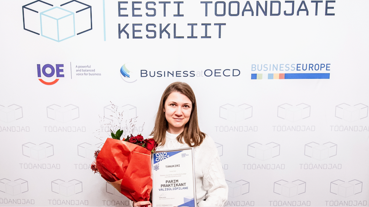 Eesti Tööandjate Keskliidu konkursil „Parim praktika 2024“ välistudengite kategoorias tunnustuse pälvinud Yuliia Siur. Foto: Kaido Parv